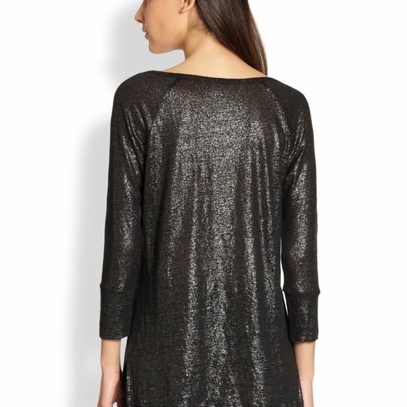 Joie Cyndi Top Blouse Shirt Metallic in 100% Linen Black Silver Sz.XS - Picture 7 of 8